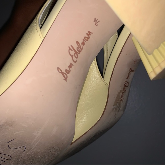 COPY - SAM EDELMAN | Toren Canary Yellow Seville Nappa Leather Sling Shoe Heel … - Picture 11 of 13